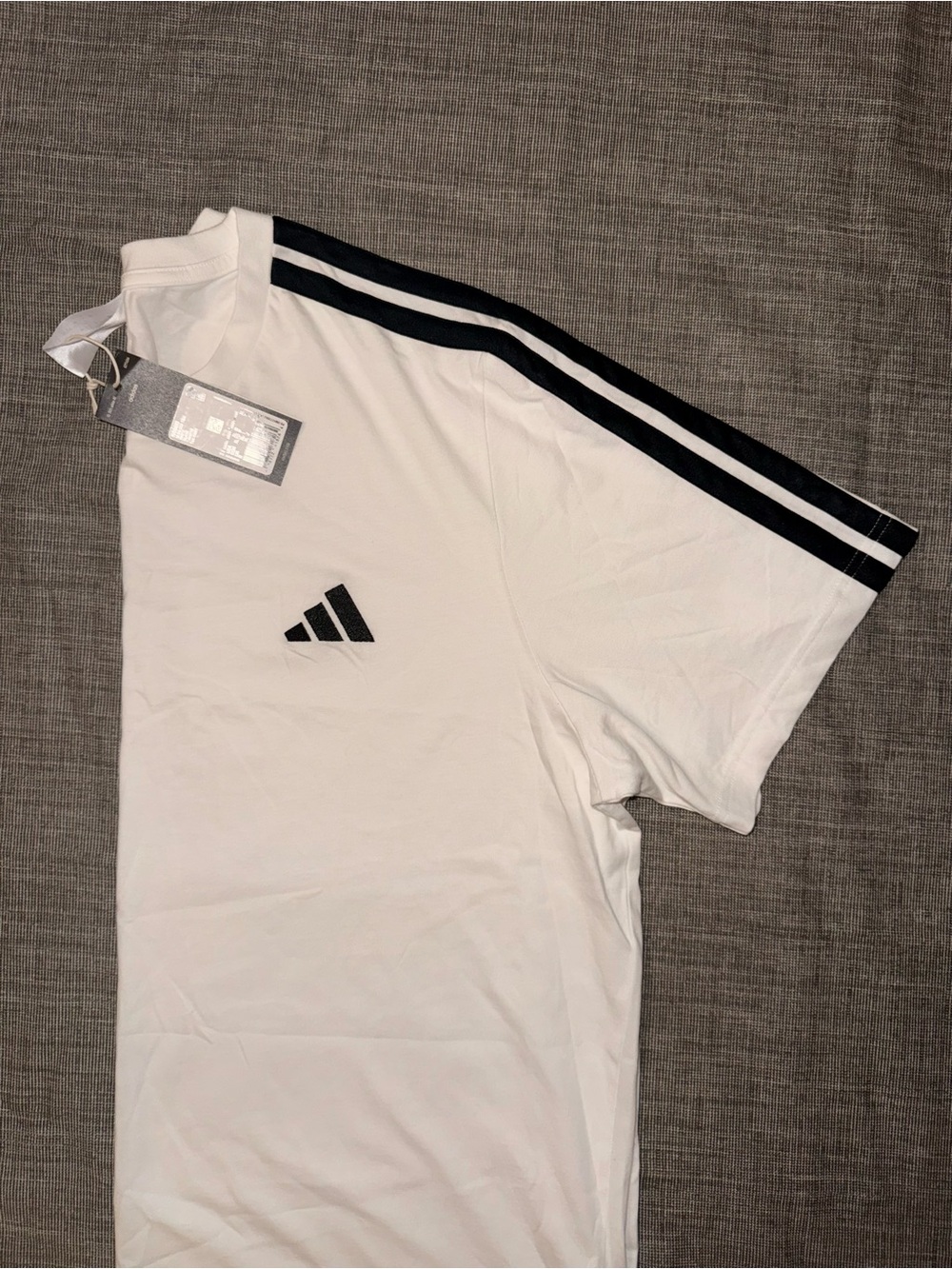 adidas White Athletic Shorts with Black Three-Stripes
